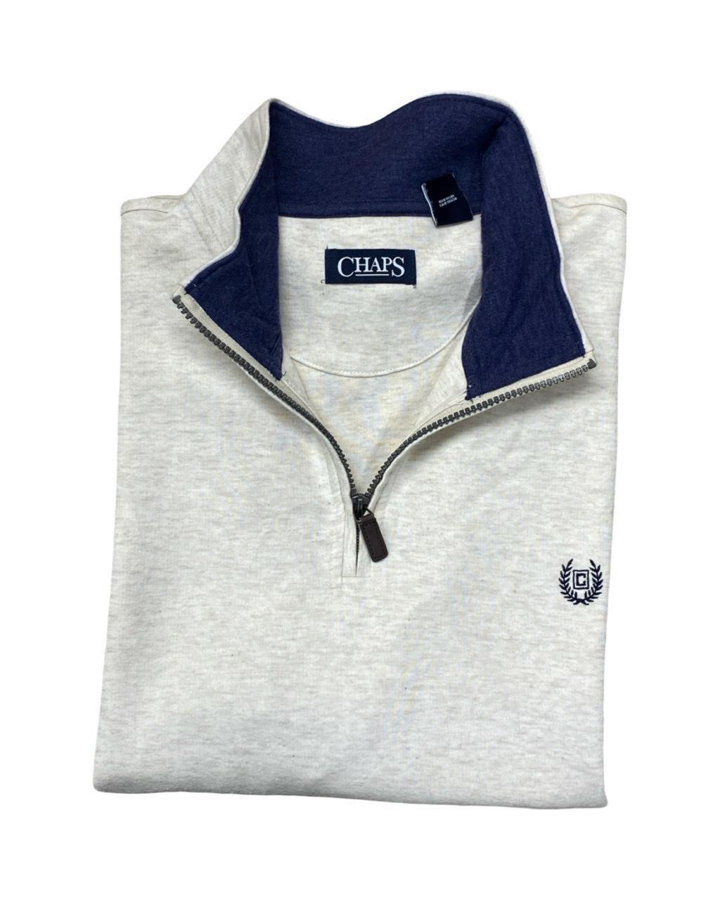 Chaps Light Heather Grey Quarter-Zip Pullover | XL | Chest 26”