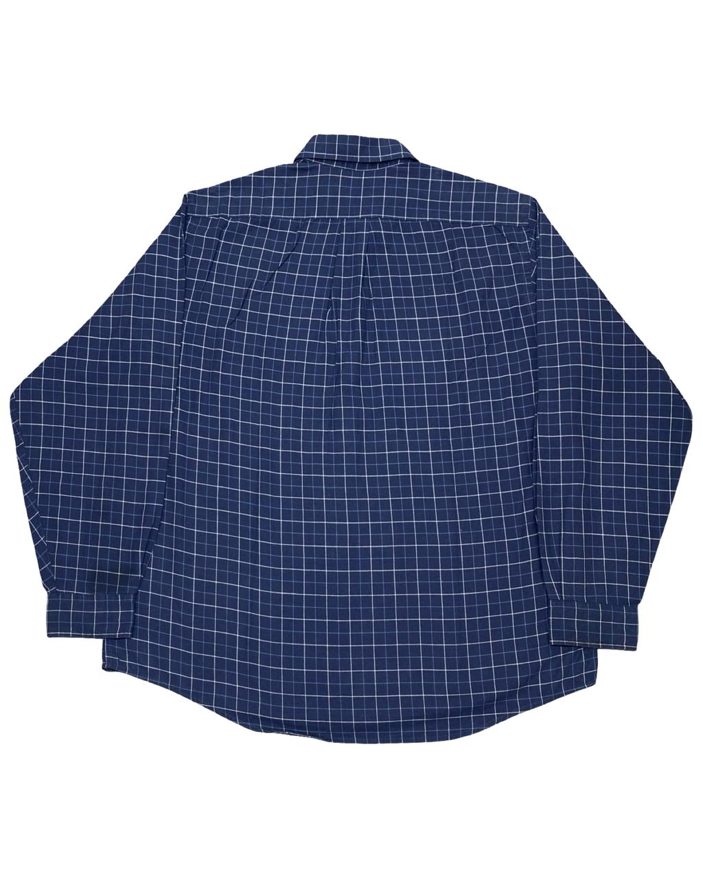 L.L. Bean Navy Windowpane Button-Down Shirt | Size XL | Chest 26"