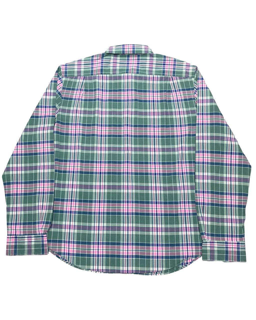 Nautica Green & Pink Plaid Button-Down Shirt | Size Large | Chest 25"