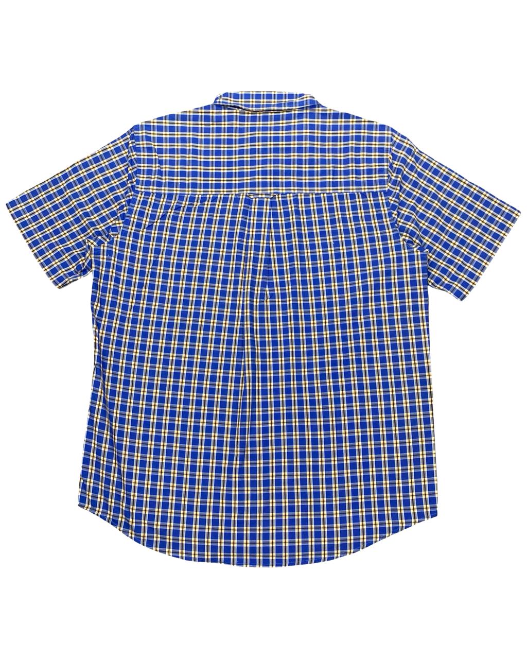 Chaps Blue & Yellow Plaid Short Sleeve Shirt | Size Large | Chest 23"