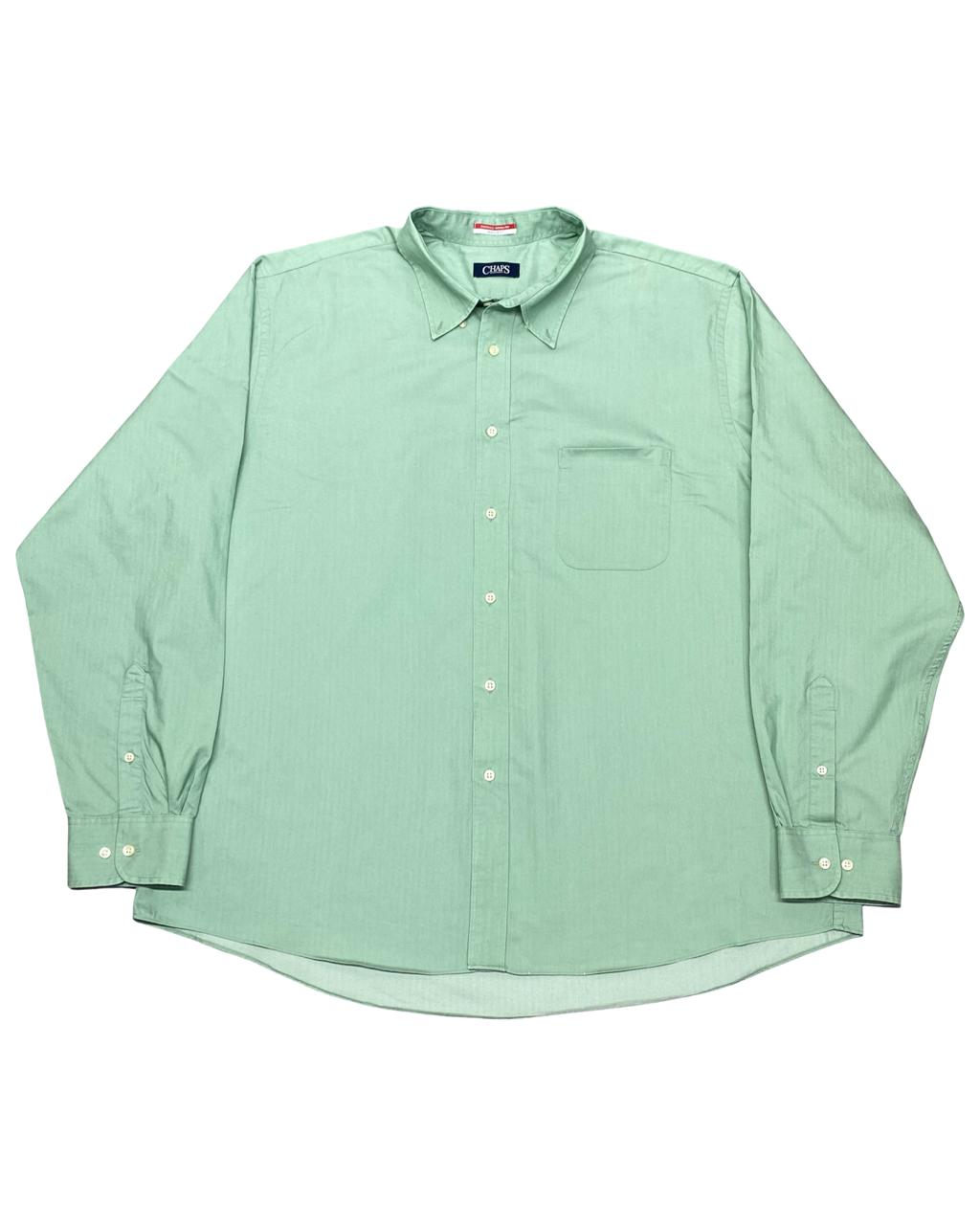 Chaps Solid Green Button-Down Shirt | Size XXL | Chest 28"