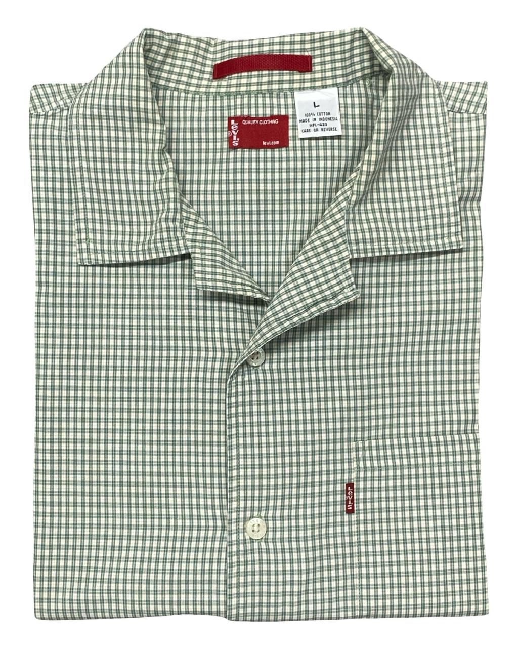 Levi’s Green Micro-Check Short Sleeve Shirt | Size Large | Chest 24.5"