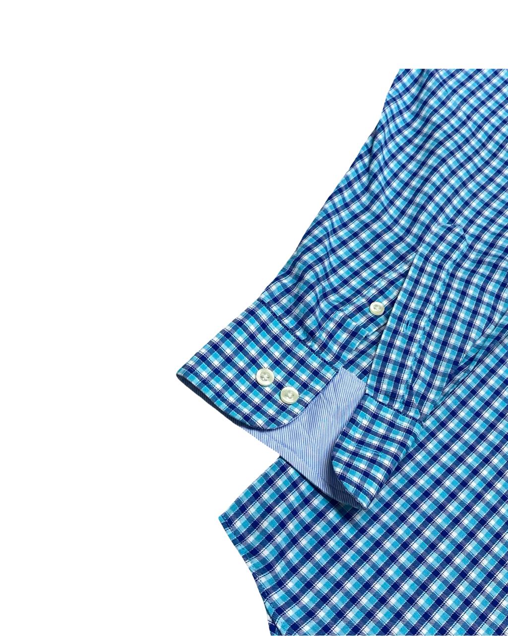 Chaps Blue Check Button-Down Shirt | Size Medium | Chest 22"