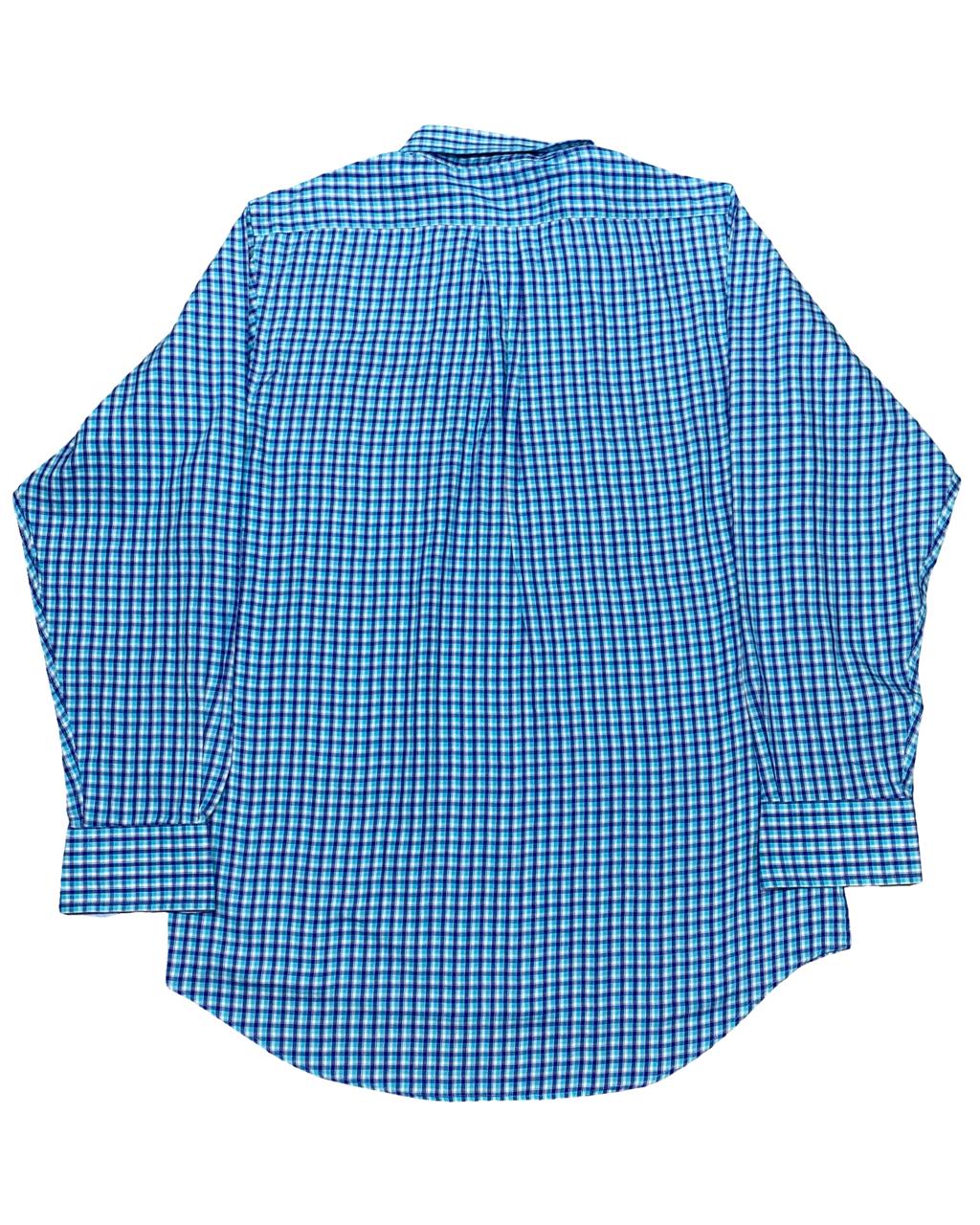 Chaps Blue Check Button-Down Shirt | Size Medium | Chest 22"