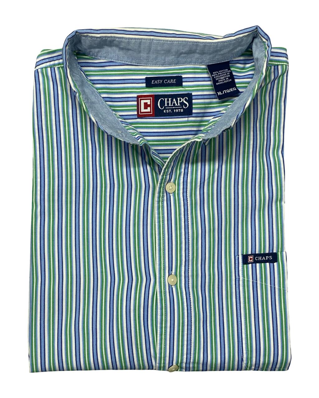 Chaps Striped Button-Down Shirt | Size XL | Chest 26.5"