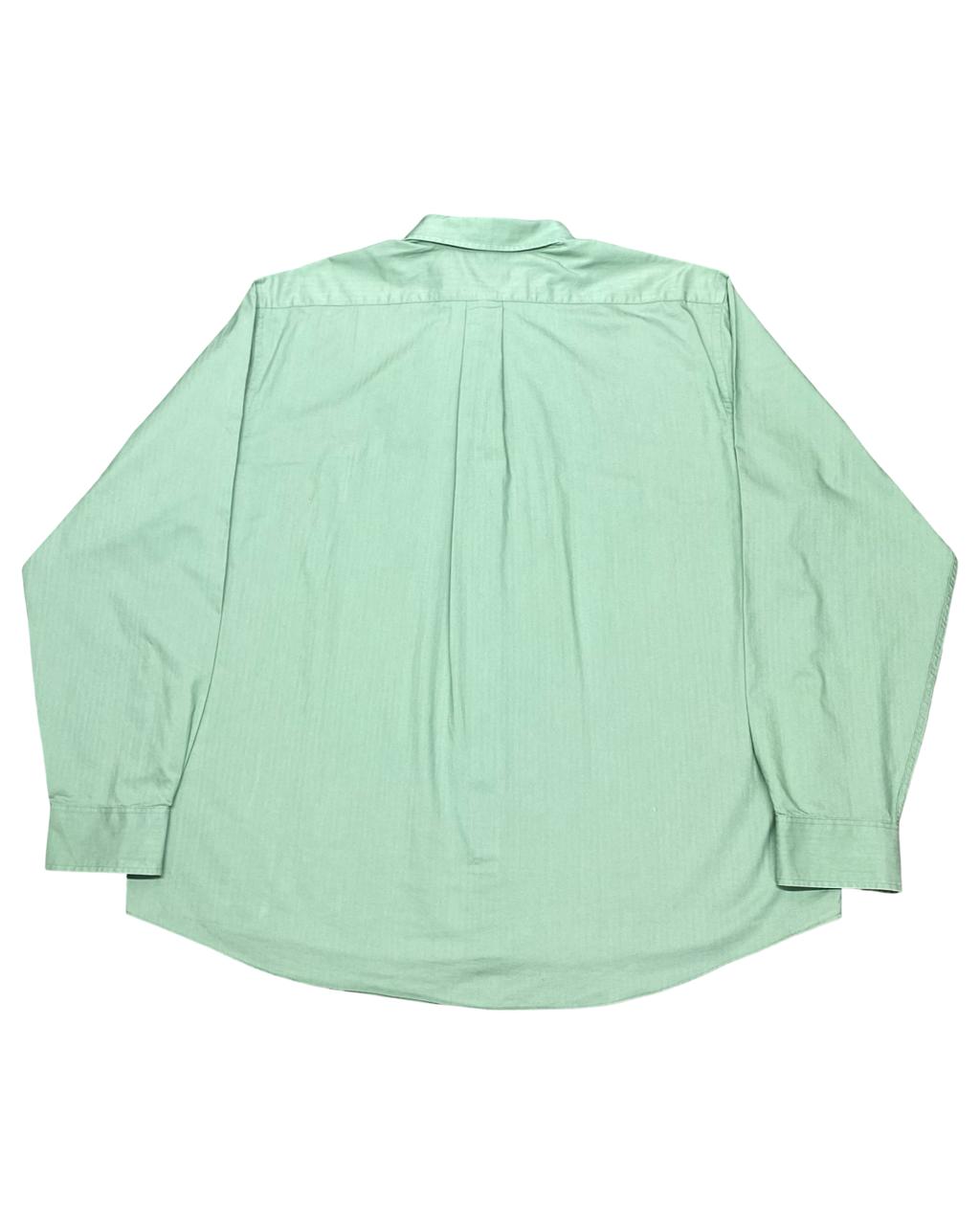 Chaps Solid Green Button-Down Shirt | Size XXL | Chest 28"