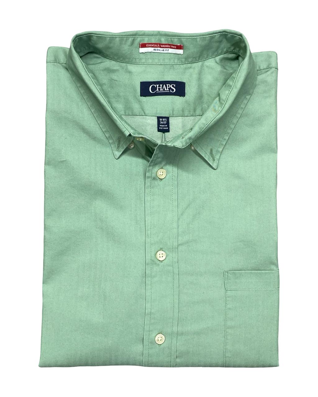 Chaps Solid Green Button-Down Shirt | Size XXL | Chest 28"
