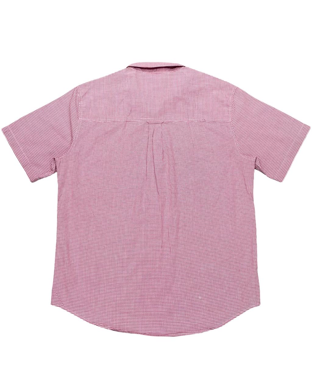 Chaps Red Micro-Check Short Sleeve Shirt | Size Large | Chest 23.5"