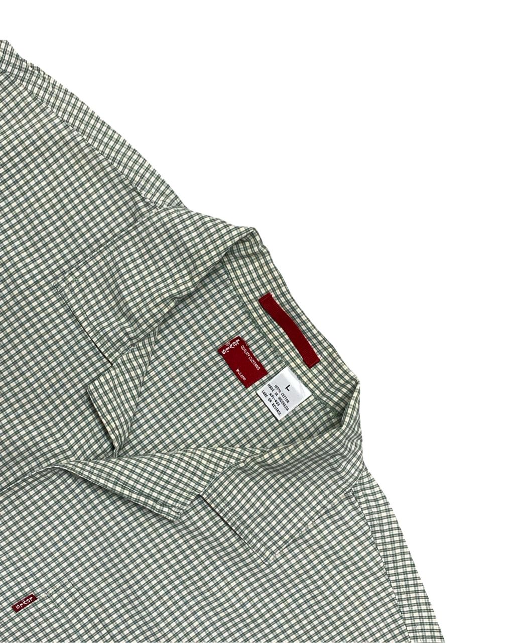 Levi’s Green Micro-Check Short Sleeve Shirt | Size Large | Chest 24.5"