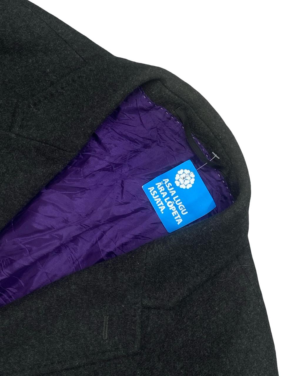 Baltman Charcoal Wool Blazer with Purple Lining | Size Medium | Chest 23"