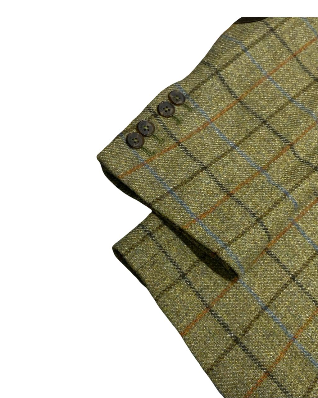 Hackett London Green Tweed Check Blazer | Size Medium | Chest 22.5"