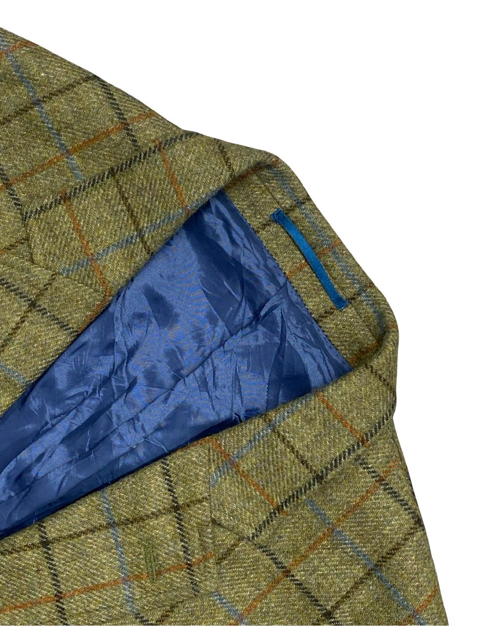 Hackett London Green Tweed Check Blazer | Size Medium | Chest 22.5"