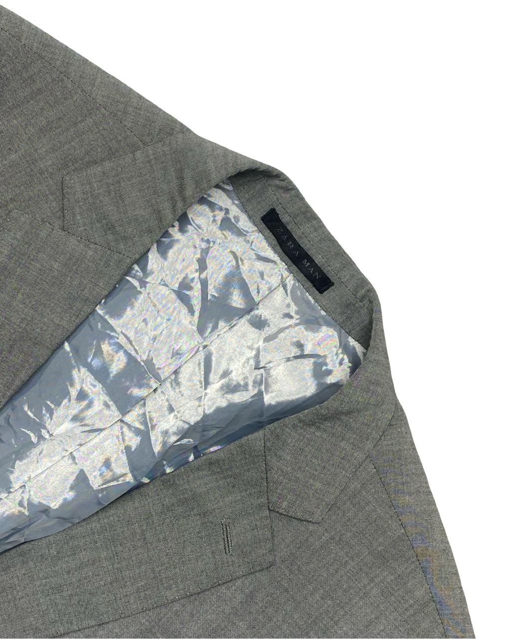 Zara Man Wool & Mohair Grey Blazer | Size Large | Chest 23.5”