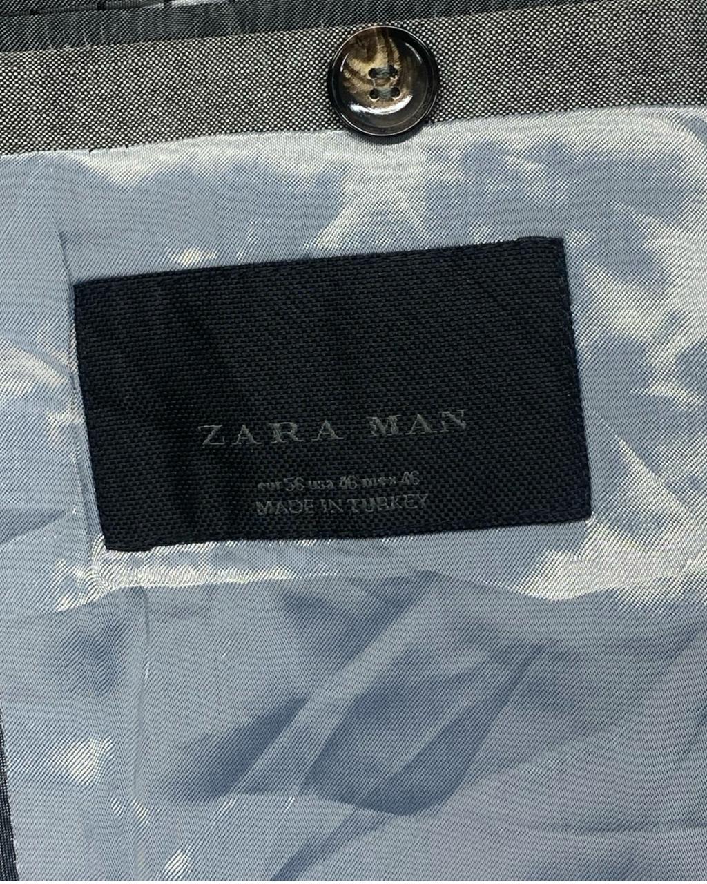 Zara Man Wool & Mohair Grey Blazer | Size Large | Chest 23.5”