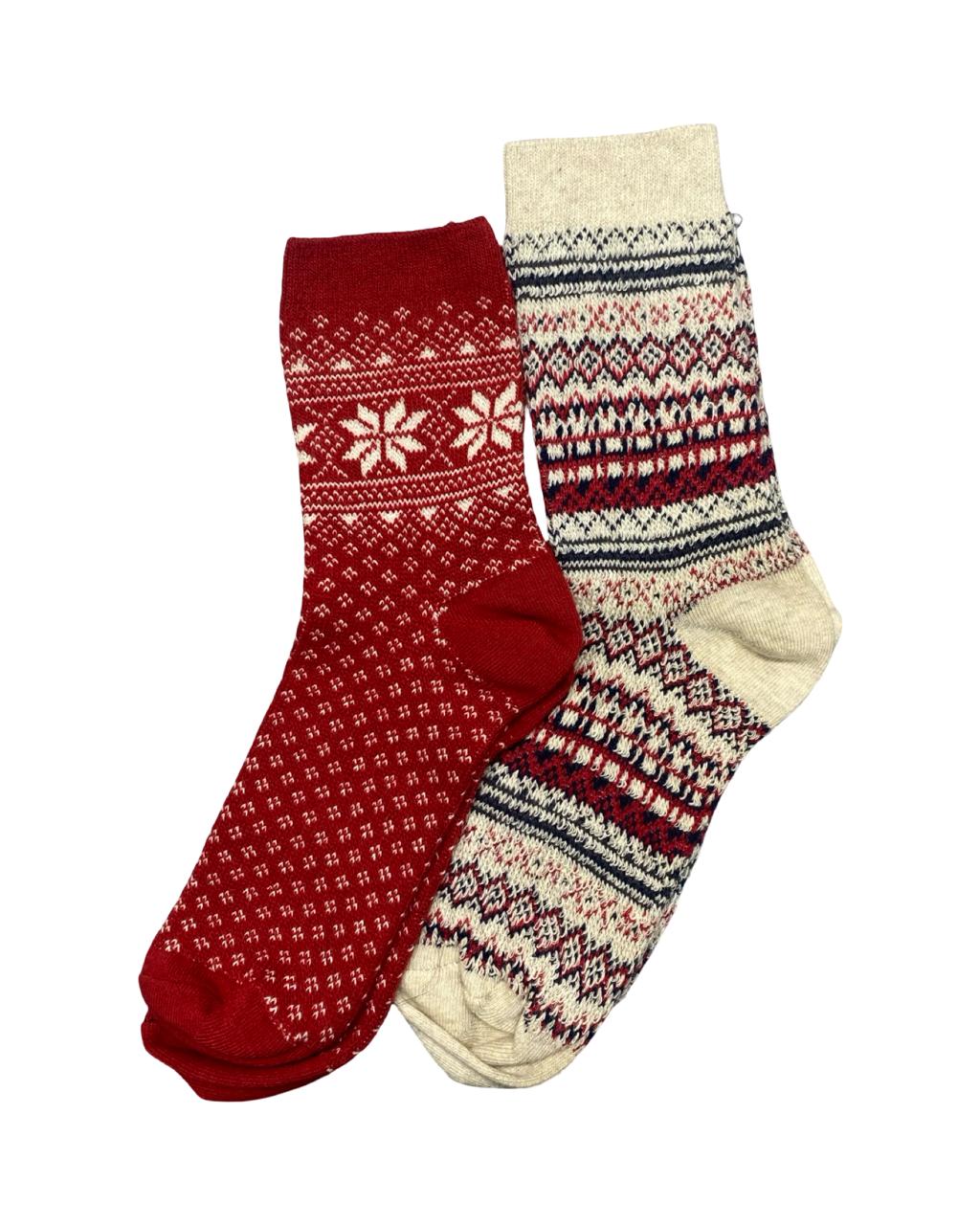 ❄️ Winter Knit Socks – Nordic Snowflake (Pack of 2)