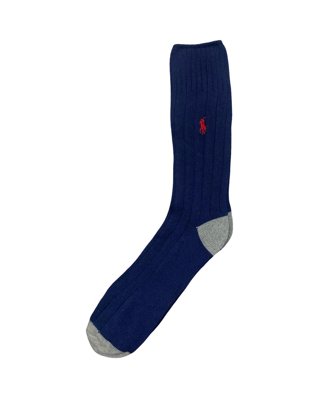 Ralph Lauren Ribbed Crew Socks – Navy | Red Polo Pony Logo | Factory Leftovers