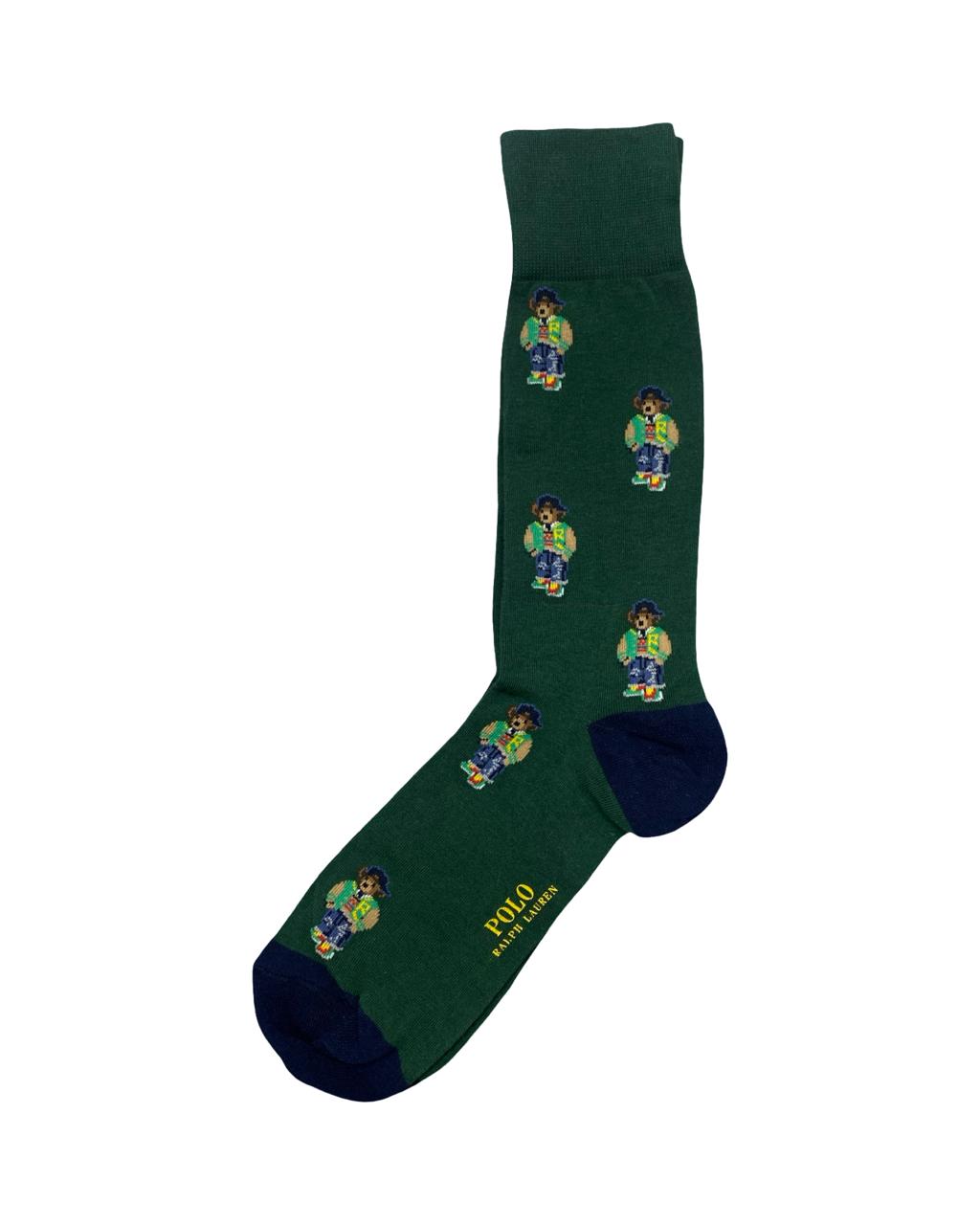 Polo Ralph Lauren Polo Bear Crew Socks – Green | Signature Bear Graphic | Factory Leftovers