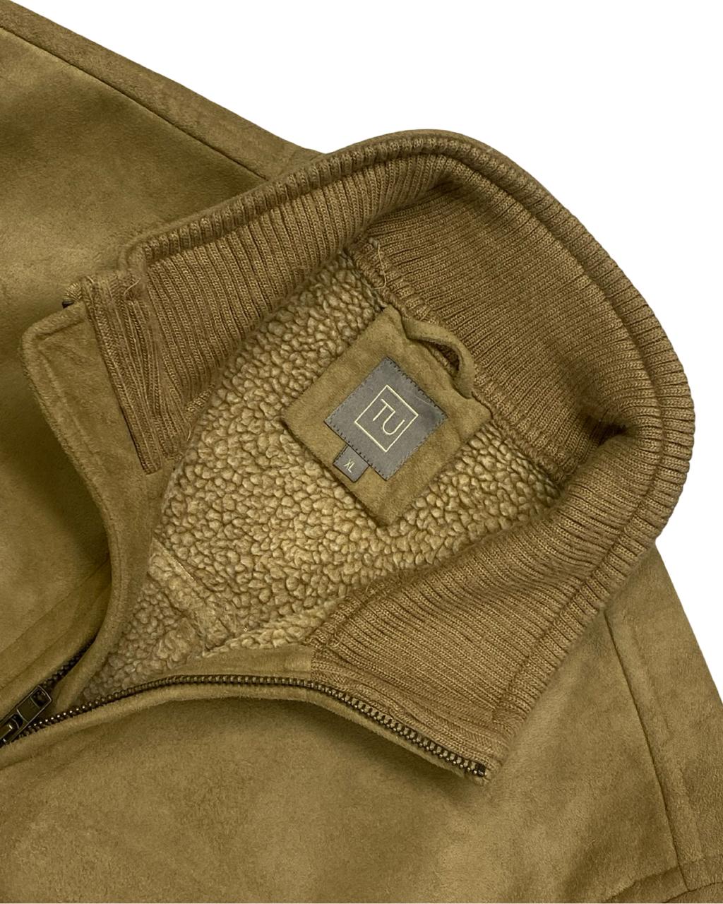 TU Tan Faux Suede Sherpa Jacket | Size Large | Chest 25”