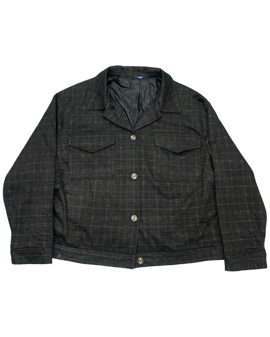 KIABI Black Checked Wool-Blend Jacket | Size XXL | Chest 28.5”