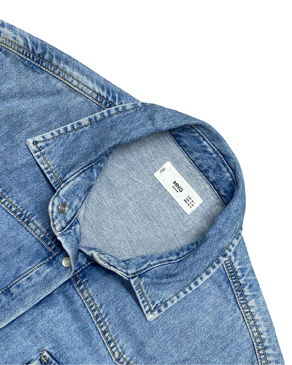 MNG Denim Western-Style Shirt | Size Medium | Chest 21.5”