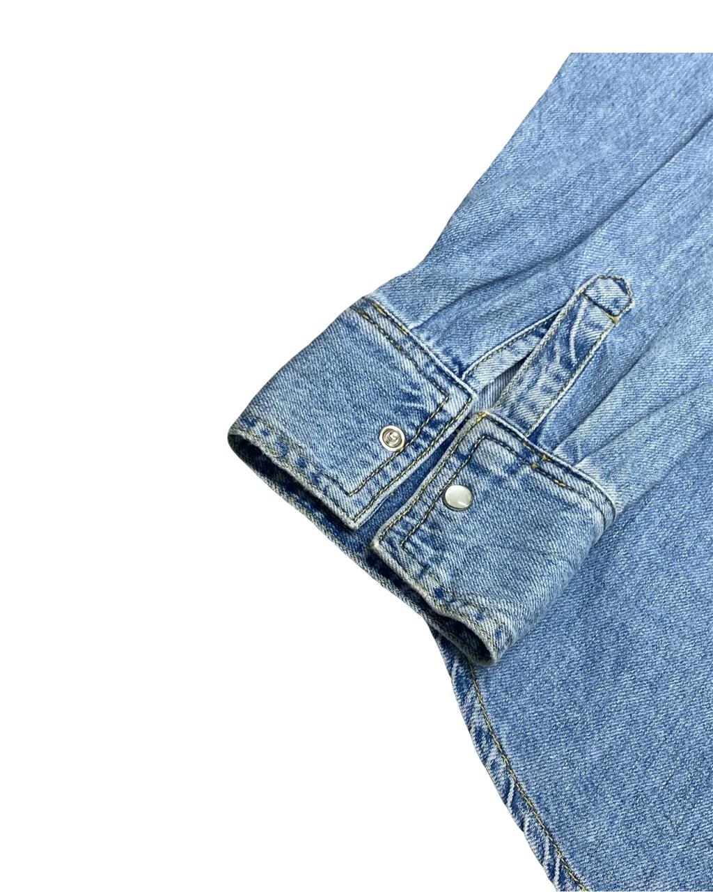 MNG Denim Western-Style Shirt | Size Medium | Chest 21.5”