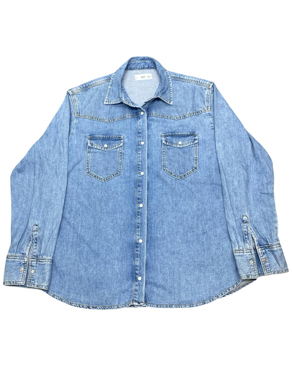 MNG Denim Western-Style Shirt | Size Medium | Chest 21.5”
