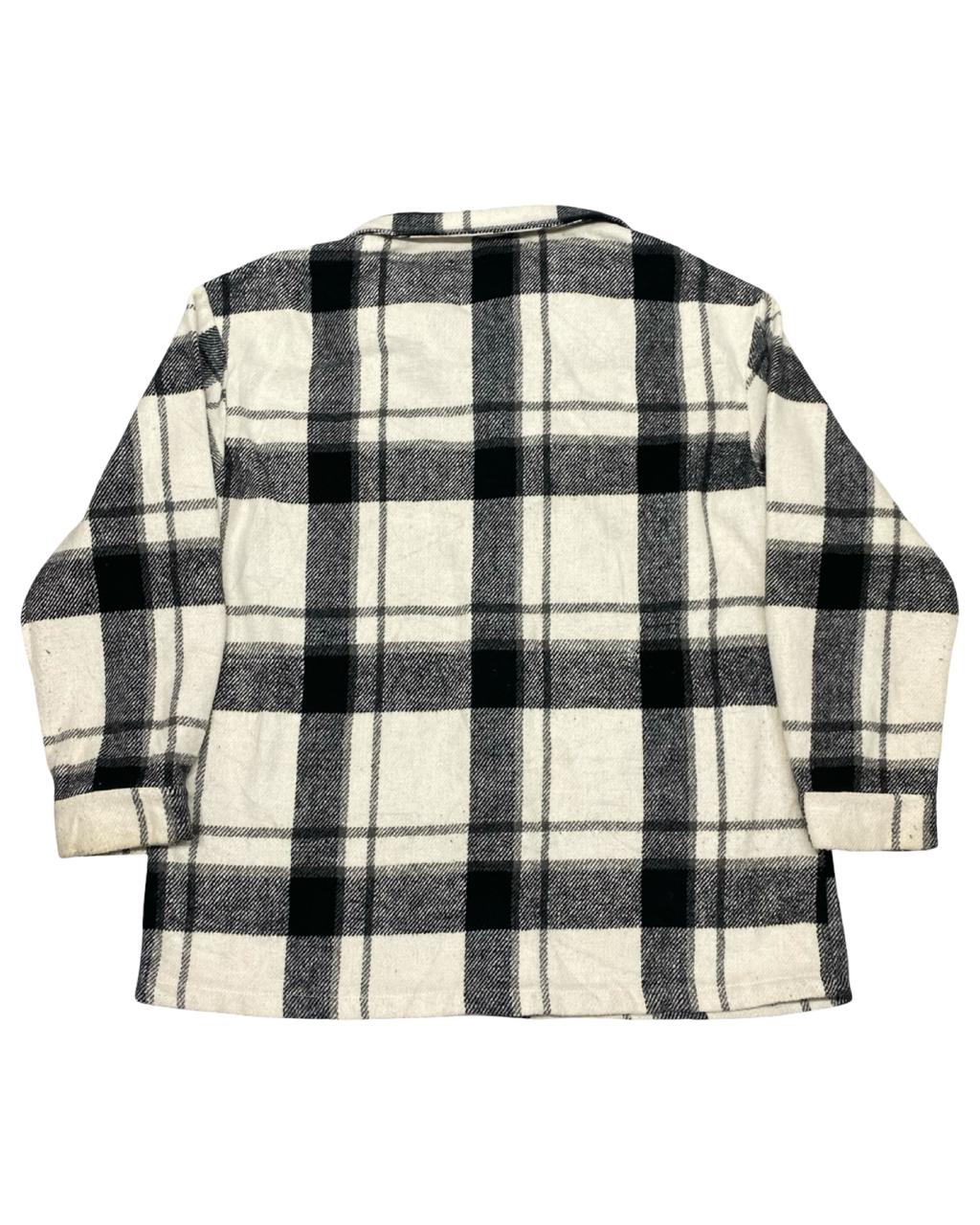 SHEIN Black & White Plaid Hoodie Overshirt | Size Medium| Chest 21.5”