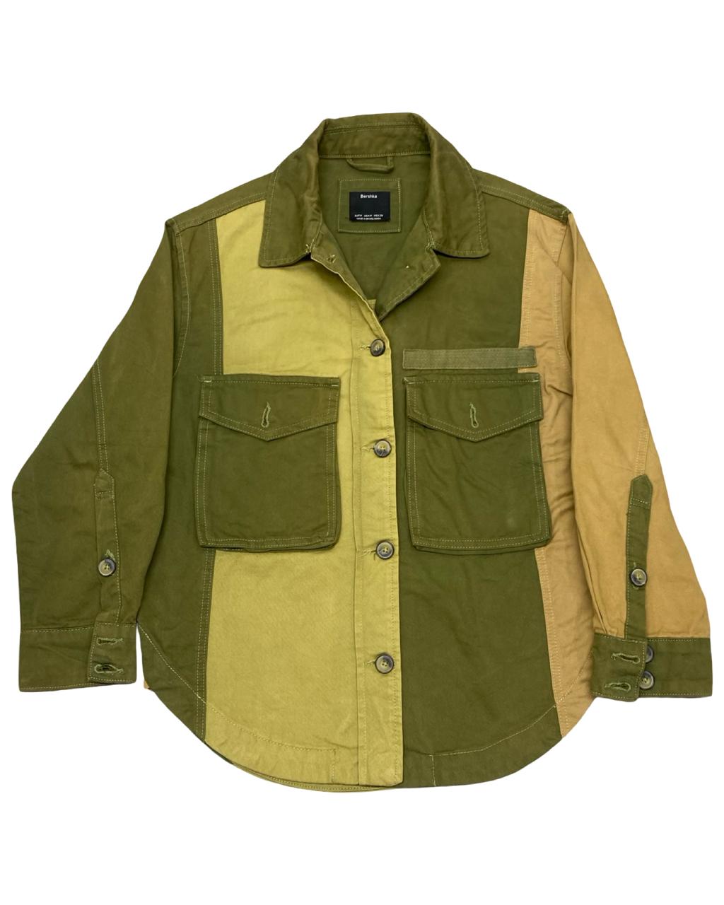 Bershka Multicolor Panel Utility Overshirt | Size Medium | Chest 21.5”