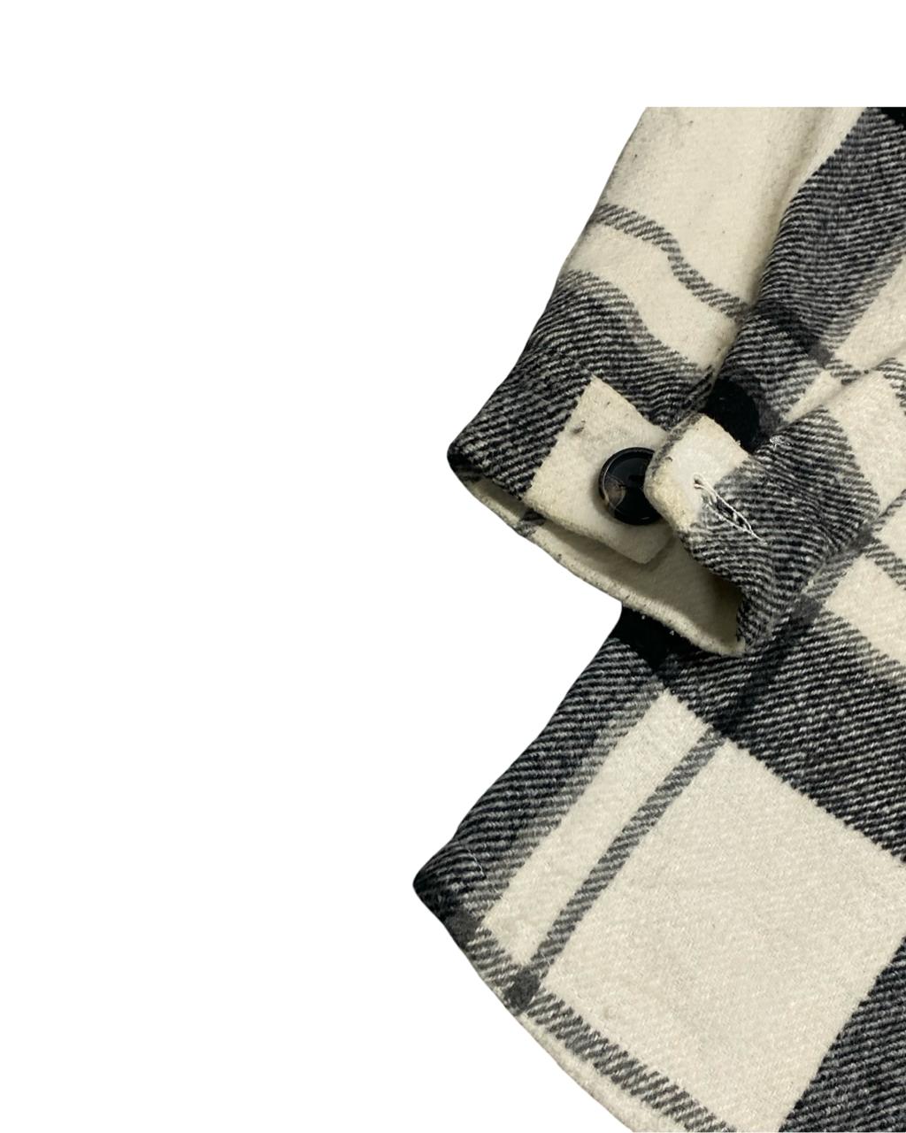 SHEIN Black & White Plaid Hoodie Overshirt | Size Medium| Chest 21.5”