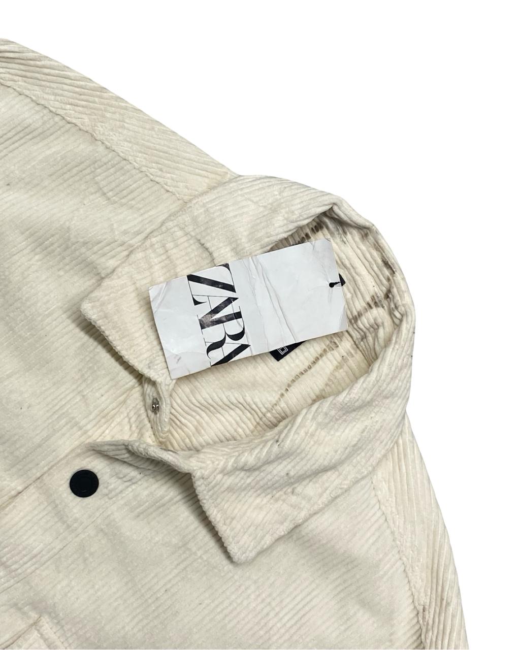ZARA Cream Corduroy Overshirt | Size Medium| Chest 22.5”