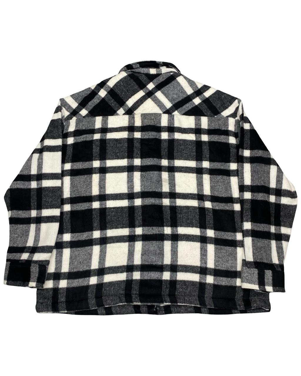 Rystoc Black & White Sherpa-Lined Plaid Overshirt | Size XL | Chest 26”