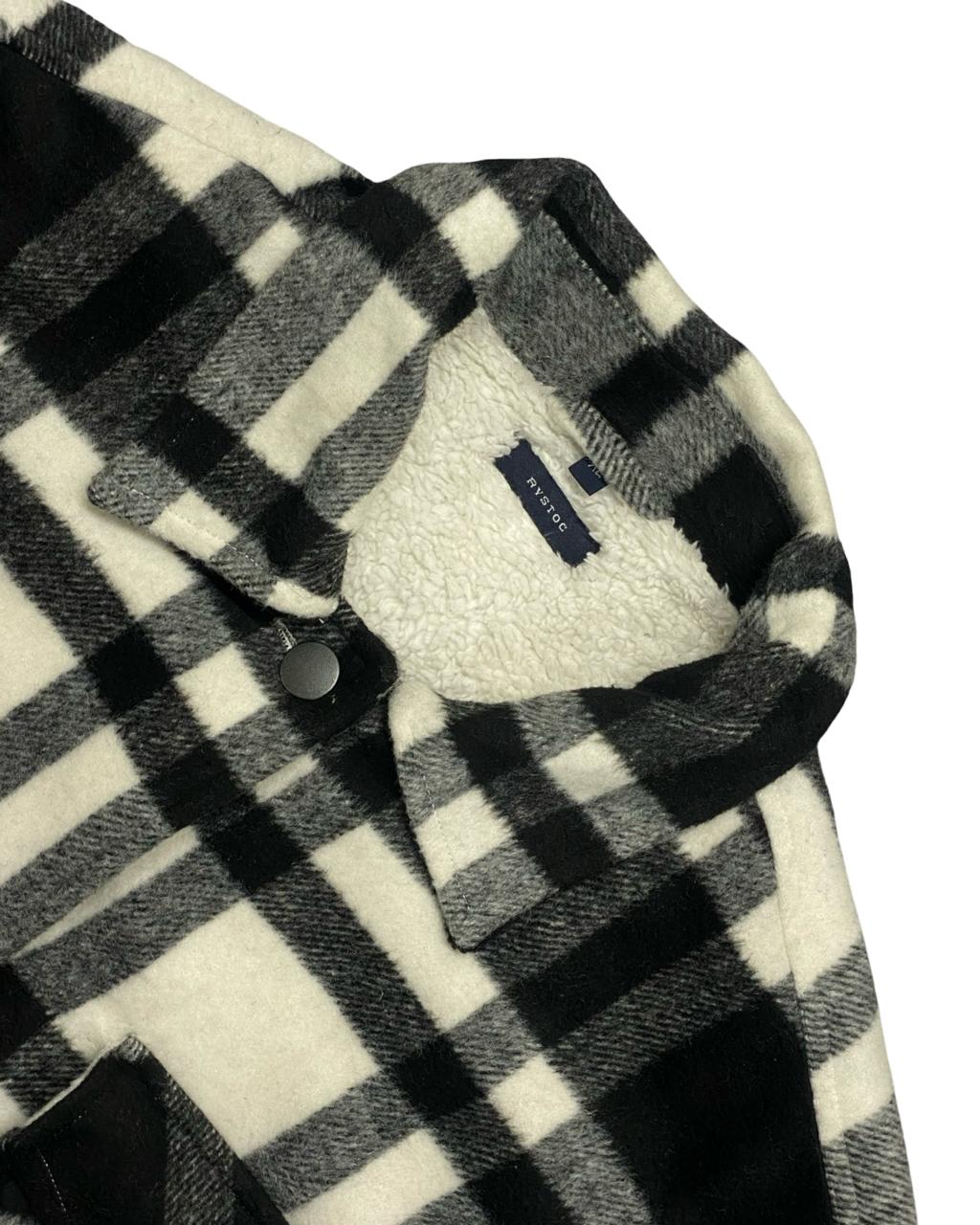 Rystoc Black & White Sherpa-Lined Plaid Overshirt | Size XL | Chest 26”