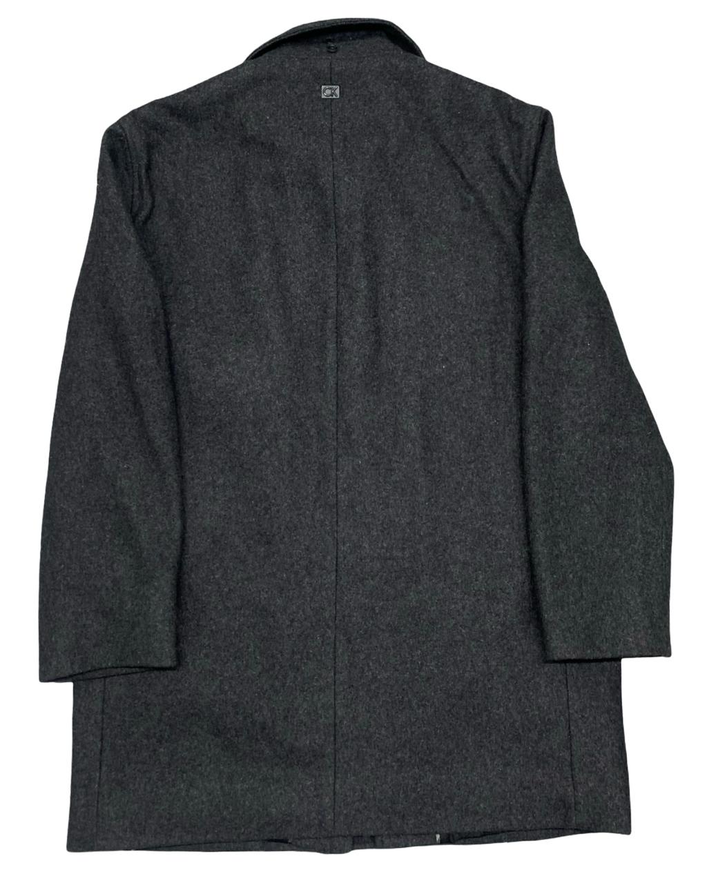 Calvin Klein Charcoal Wool-Blend Overcoat | Size Medium | Chest 22”