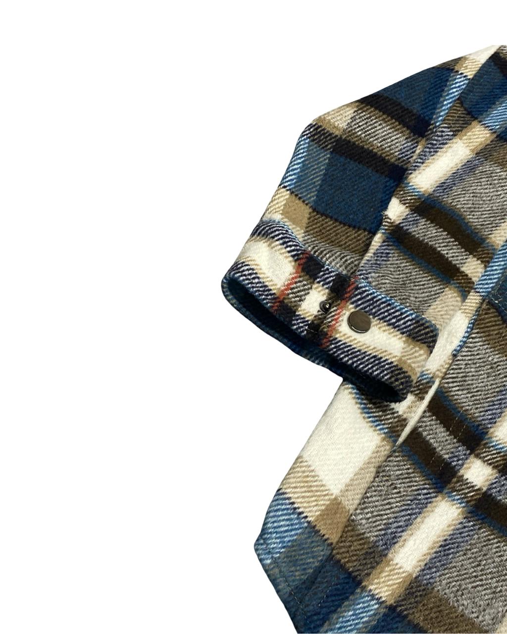 ZARA Blue & Brown Plaid Overshirt | Size Large | Chest 23”