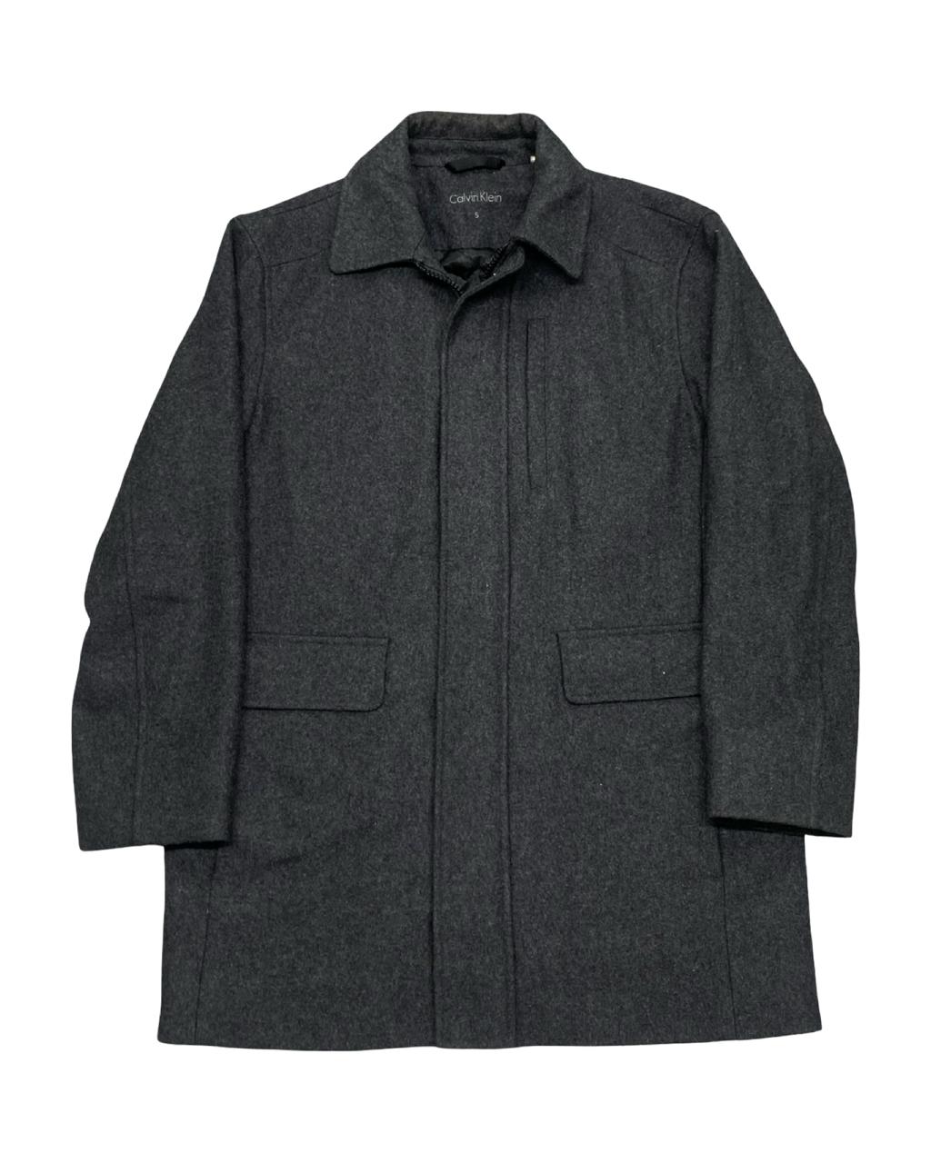 Calvin Klein Charcoal Wool-Blend Overcoat | Size Medium | Chest 22”