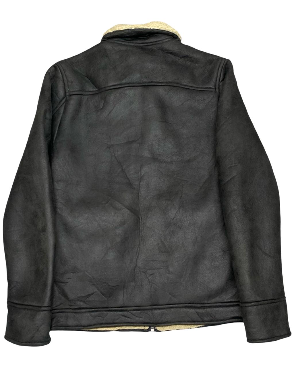 Pull&Bear Black Faux Shearling Jacket | Size Small | Chest 19”