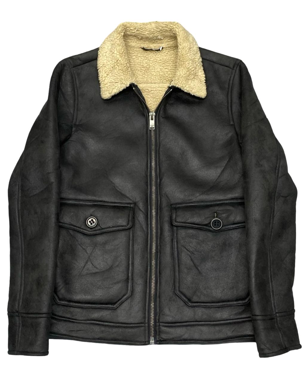 Pull&Bear Black Faux Shearling Jacket | Size Small | Chest 19”