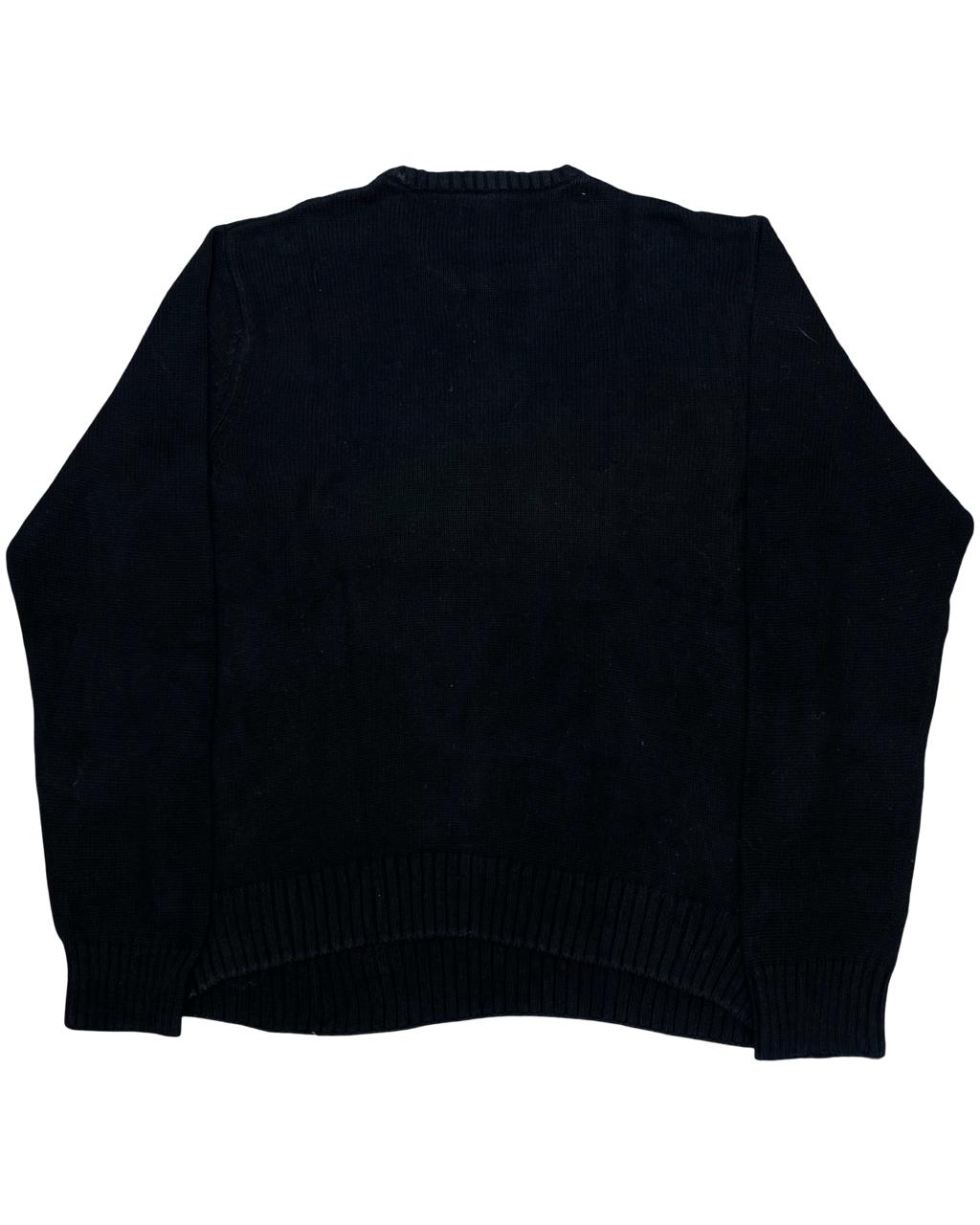 Chaps Black Cotton Knit Sweater | Size Large | Chest 24”
