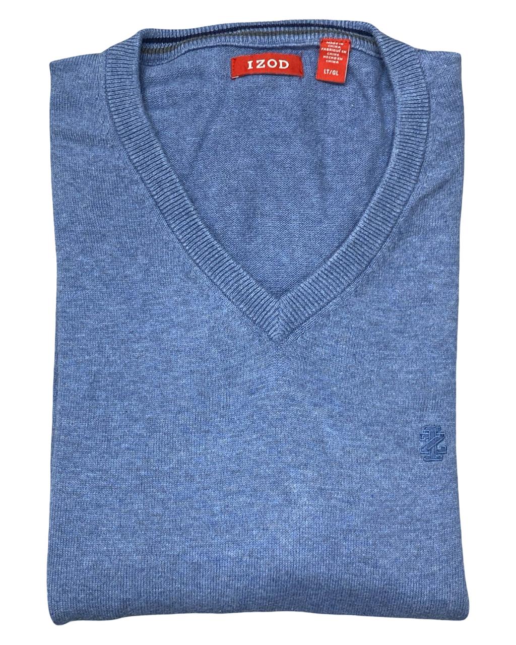 IZOD Heather Blue Cotton V-Neck Sweater | Size Large | Chest 23”