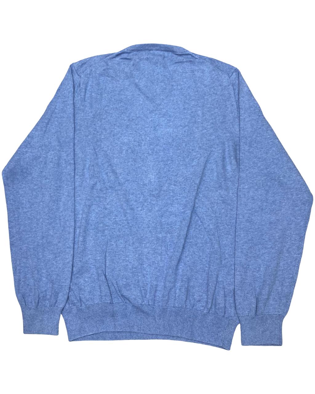IZOD Heather Blue Cotton V-Neck Sweater | Size Large | Chest 23”