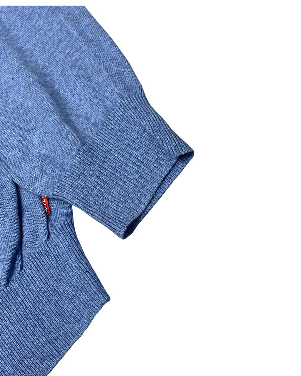 IZOD Heather Blue Cotton V-Neck Sweater | Size Large | Chest 23”