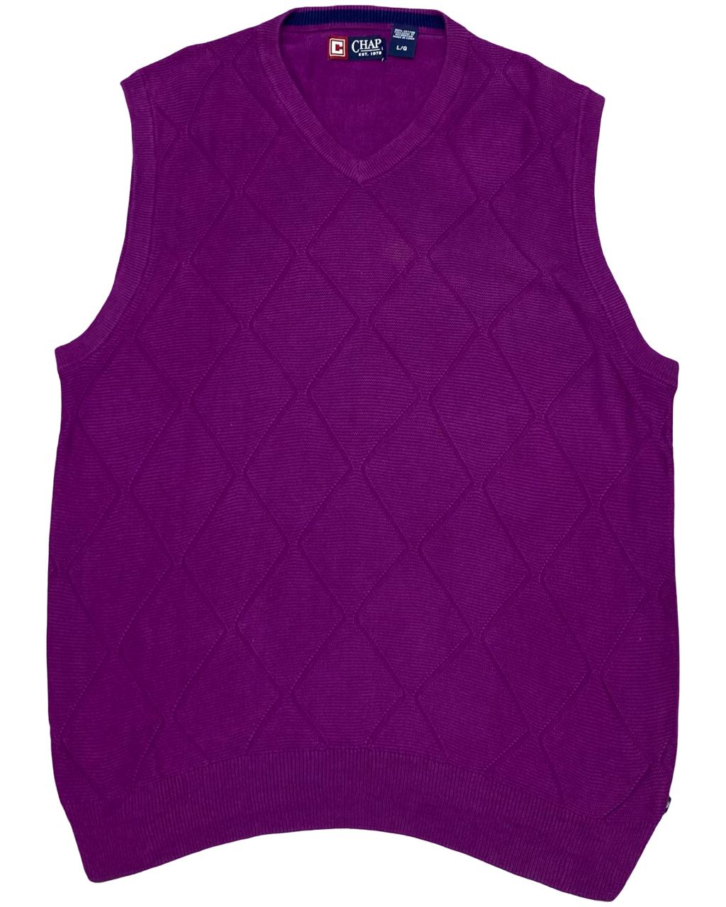 Chaps Purple Diamond Knit Sweater Vest | Size Medium | Chest 21.5”