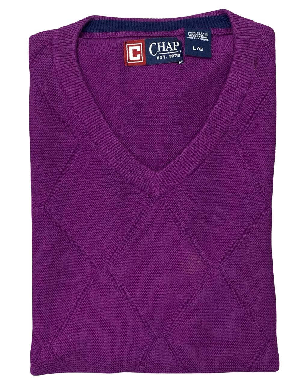 Chaps Purple Diamond Knit Sweater Vest | Size Medium | Chest 21.5”