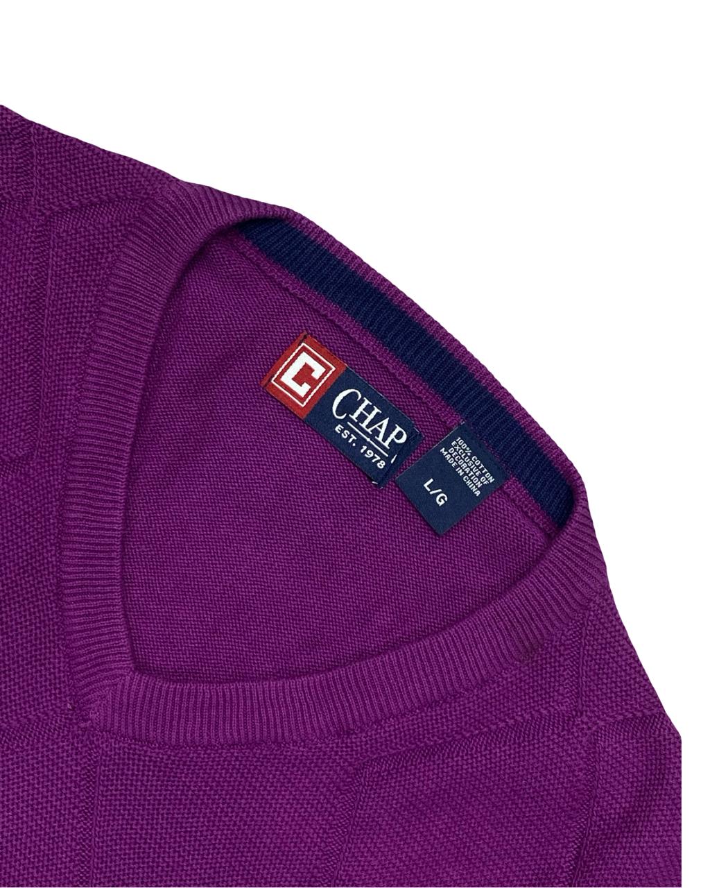 Chaps Purple Diamond Knit Sweater Vest | Size Medium | Chest 21.5”