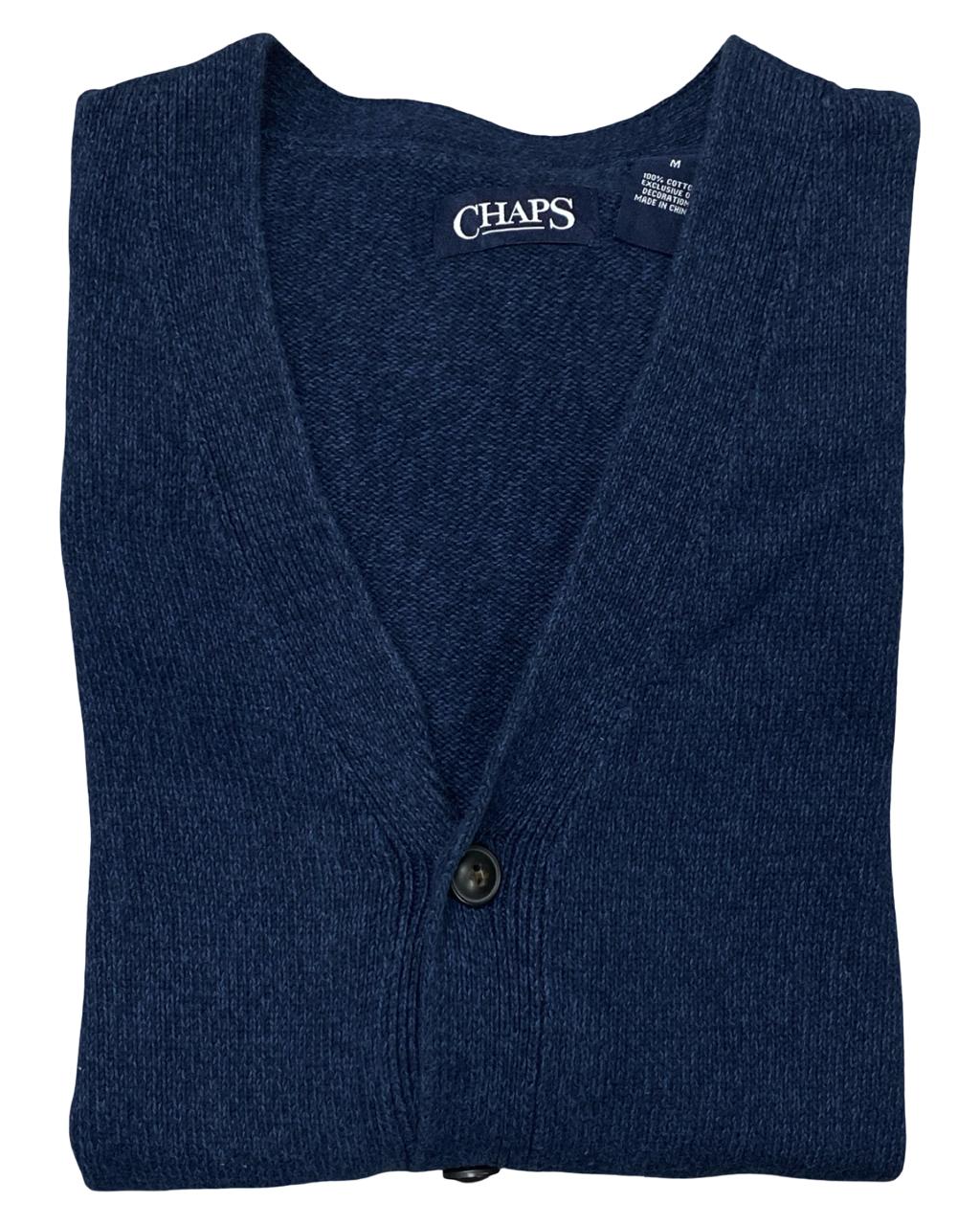 Chaps Navy Blue Cotton Cardigan | Size Medium | Chest 22.5”