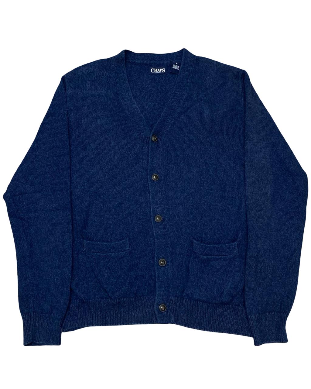 Chaps Navy Blue Cotton Cardigan | Size Medium | Chest 22.5”