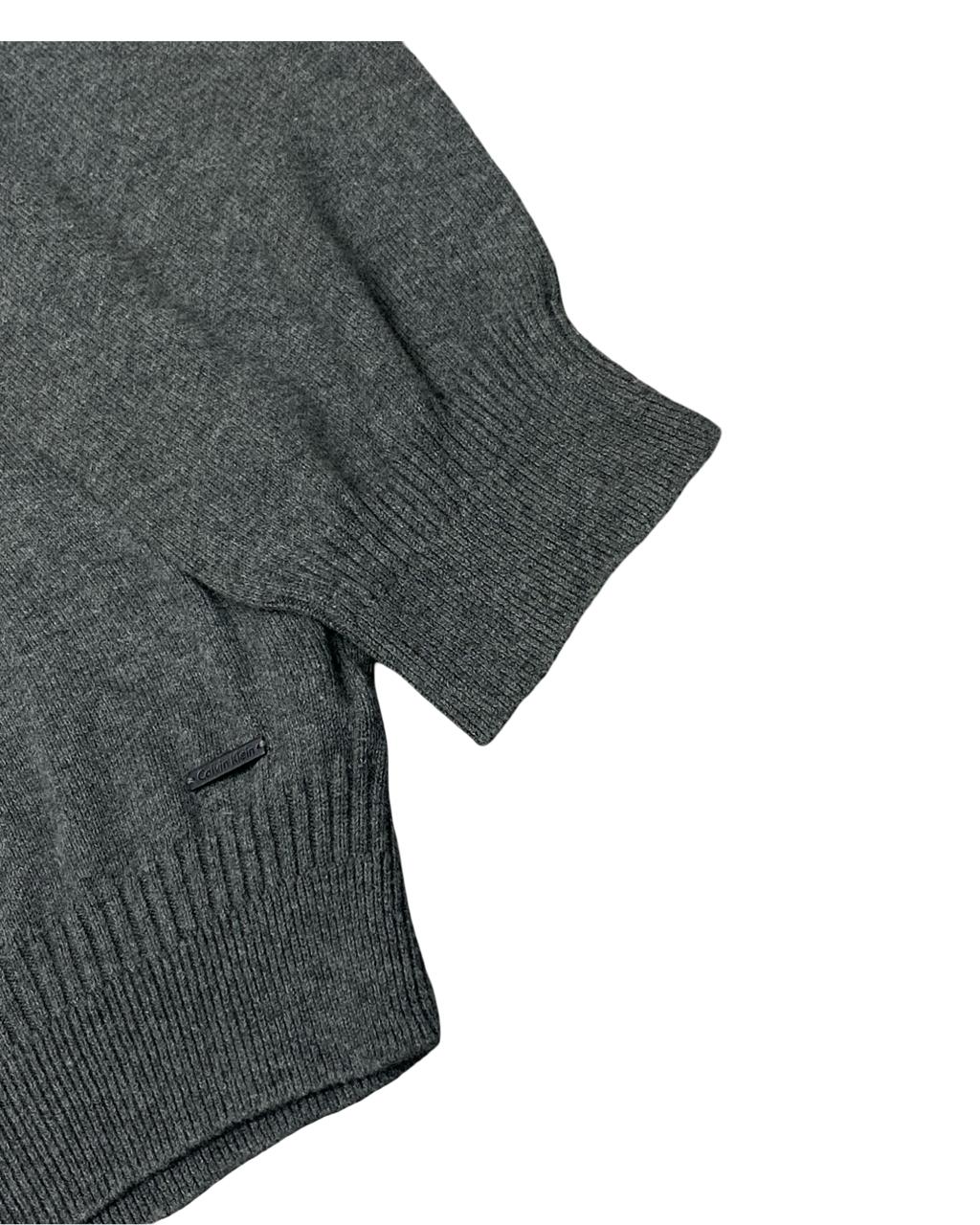Calvin Klein Charcoal Gray V-Neck Sweater | Size Large | Chest 23.5”