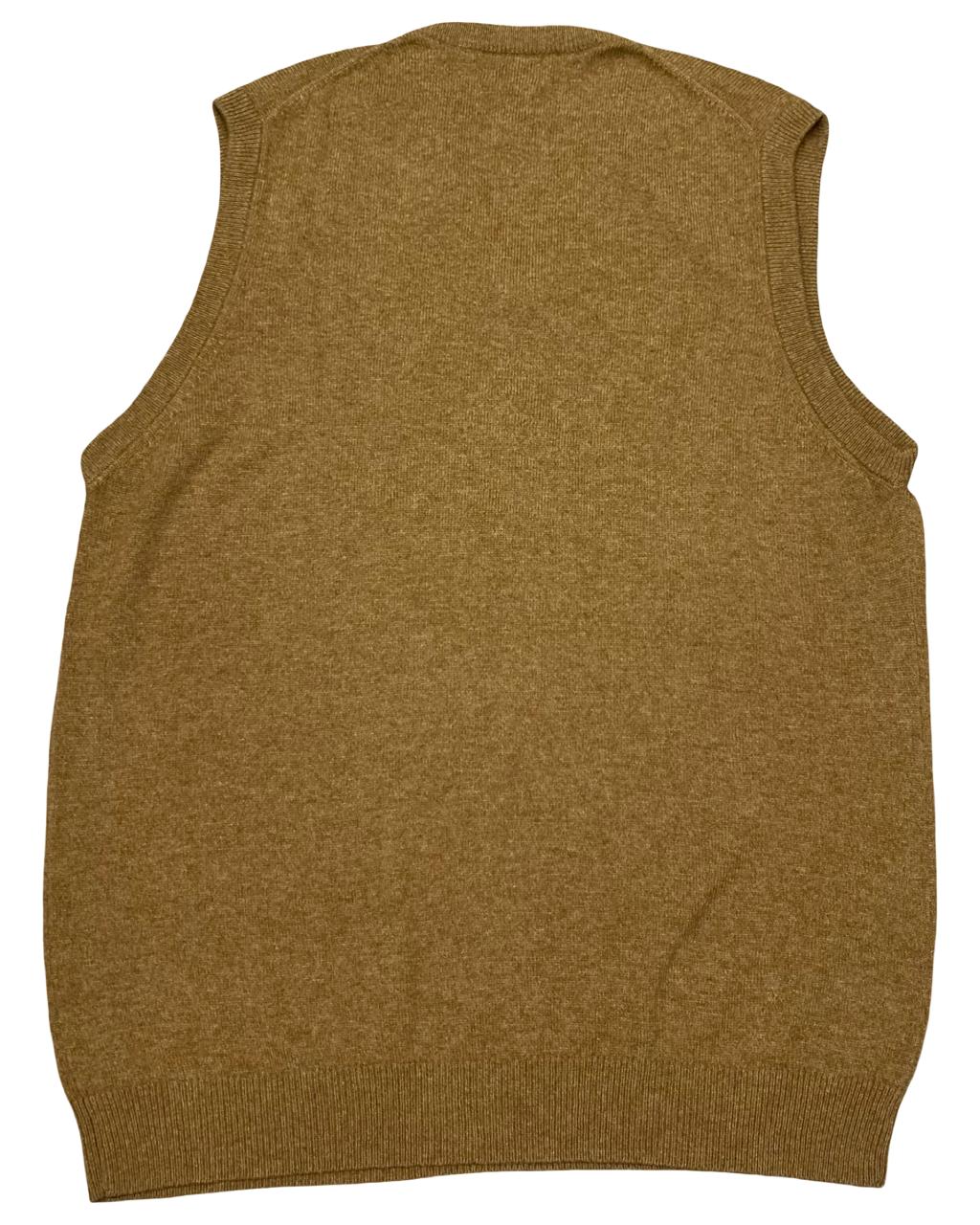 L.L. Bean Camel Brown Lambswool V-Neck Sweater | Size Large | Chest 23”