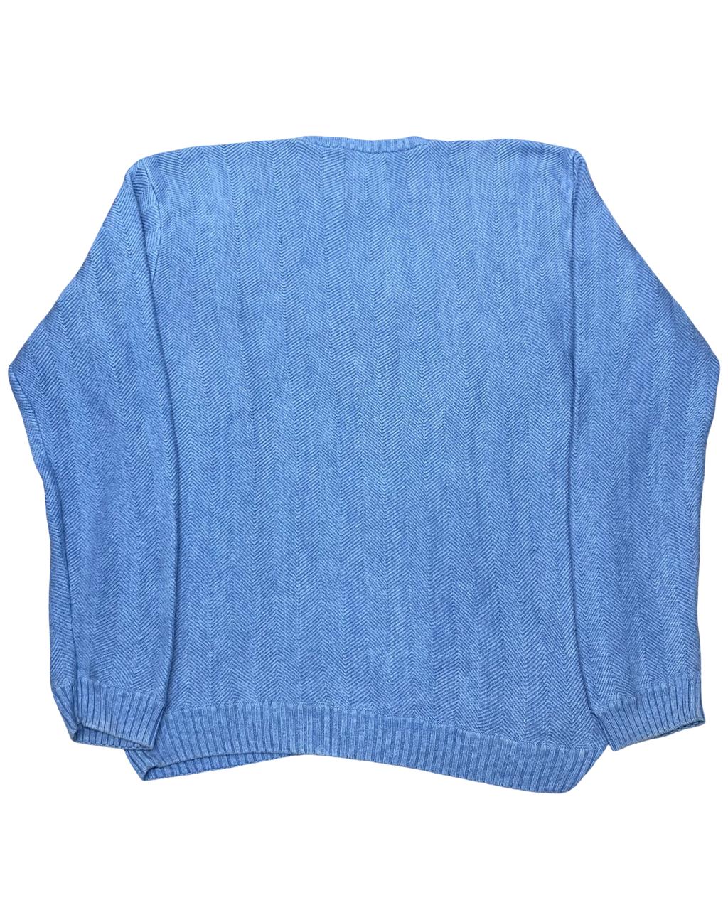 Chaps Light Blue Chevron Knit Sweater | Size Large | Chest 23”