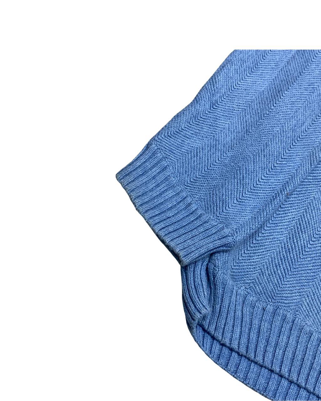 Chaps Light Blue Chevron Knit Sweater | Size Large | Chest 23”